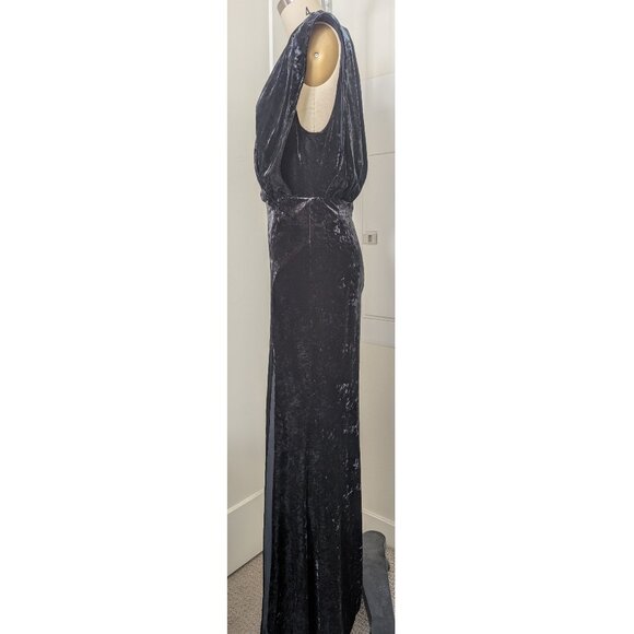 BCBGMAXAZRIA Black Crushed Velvet Evening Long Gown Size S - Picture 4 of 10